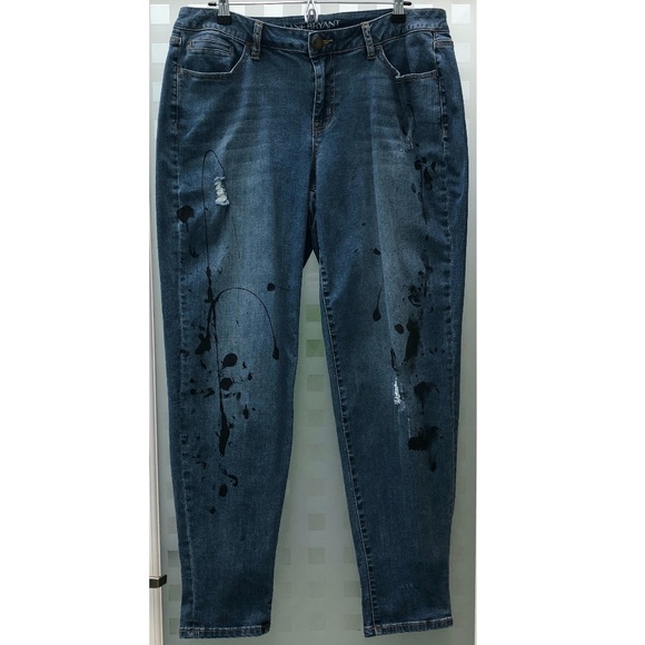 🎉3HP🎉 LANE BRYANT Low Rise Boyfriend Jeans Distressed Deconstructed Stretch 16 - Picture 2 of 16
